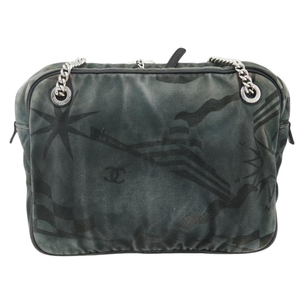 Chanel Canvas Chain Shoulder Bag Black